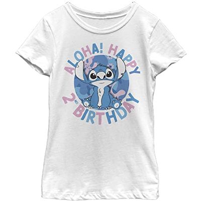Disney Flickor Stitch 2:a födelsedagen, t-shirt, Vit, L Disney Flickor Stitch 2:a födelsedagen, t-shirt, Vit, L