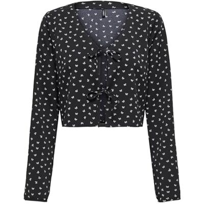 ONLY Onlnova Life Vis L/S Hailey Slips topp, svart, XS ONLY Onlnova Life Vis L/S Hailey Slips topp, svart, XS