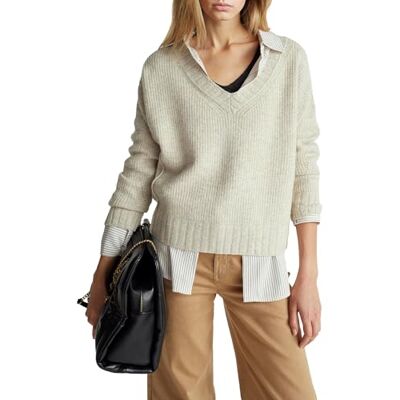 United V-ringad, M/L, Beige, S United V-ringad, M/L, Beige, S