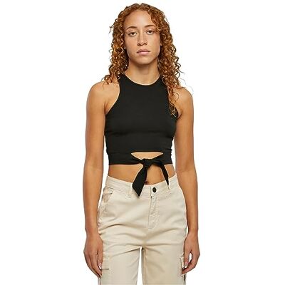 Urban Classics damer cropped knut topp axelband/cami skjorta, svart, M Urban Classics damer cropped knut topp axelband/cami skjorta, svart, M