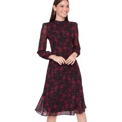 Trendyol Dam rak midi långa ärmar dag natt normal klänning, ROSA, 36 Trendyol Dam rak midi långa ärmar dag natt normal klänning, ROSA, 36