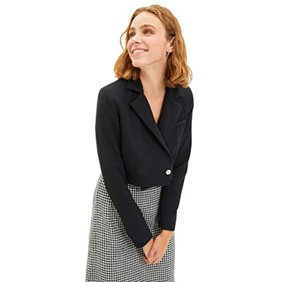 Trendyol Jacket Black Crop Blazer, Svart Jacka Dam, Svart, 40 Trendyol Jacket Black Crop Blazer, Svart Jacka Dam, Svart, 40