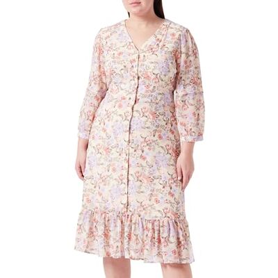 COBIE Midiklänning för kvinnor med blommigt tryck, Ull vit flerfärgad, XL COBIE Midiklänning för kvinnor med blommigt tryck, Ull vit flerfärgad, XL