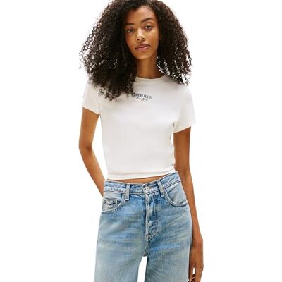 Tommy Jeans dam TJW Slim Essential LOGO2 TEE EXT DW0DW20913 S/S t-shirt, vit (Ecru), XL, Vit (Ecru), XL Tommy Jeans dam TJW Slim Essential LOGO2 TEE EXT DW0DW20913 S/S t-shirt, vit (Ecru), XL, Vit (Ecru), XL
