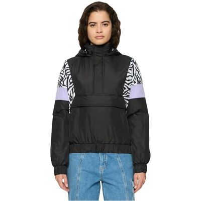 Urban Classics Damjacka Leo Pull Over-jacka med djurtryck, dragkedja och magficka, storlek XS till 5XL, Svart/Zebra, 3XL Urban Classics Damjacka Leo Pull Over-jacka med djurtryck, dragkedja och magficka, storlek XS till 5XL, Svart/Zebra, 3XL