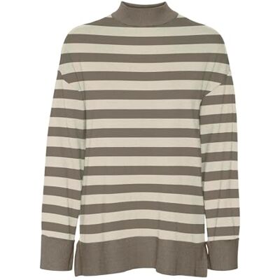 VERO MODA VMHAPPINESS LS HIGHNCK Long Pull GA Boo, Silver mink/ränder: w björk, XL VERO MODA VMHAPPINESS LS HIGHNCK Long Pull GA Boo, Silver mink/ränder: w björk, XL