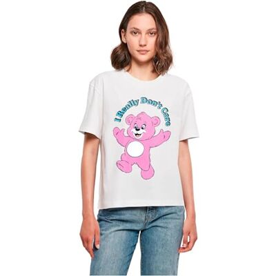 Tee Dam-t-shirt, Really Don't Care, rosa Bear, t-shirt, avslappnad t-shirt med fronttryck, 100% bomull, storlekar XS – 5XL, Vit, S Tee Dam-t-shirt, Really Don't Care, rosa Bear, t-shirt, avslappnad t-shirt med fronttryck, 100% bomull, storlekar XS – 5XL, Vit, S