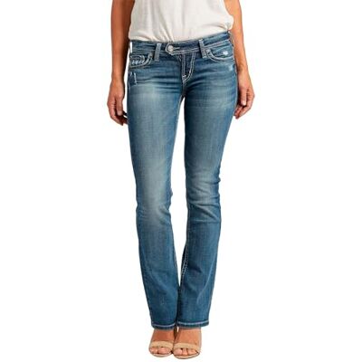 Silver Jeans Co. Silver jeans dam Tuesday Low Rise Slim Bootcut jeans, Medium indigo-tvätt, 34W / 31L Silver Jeans Co. Silver jeans dam Tuesday Low Rise Slim Bootcut jeans, Medium indigo-tvätt, 34W / 31L