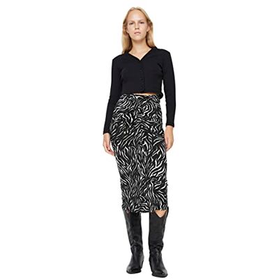 Trendyol Dam midi pennkjol bodycon stickad kjol kjol, svart, S, Schwarz, S Trendyol Dam midi pennkjol bodycon stickad kjol kjol, svart, S, Schwarz, S