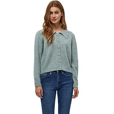 DESIRES GEA Collar Cardigan för kvinnor, Slate blå melerad, XL DESIRES GEA Collar Cardigan för kvinnor, Slate blå melerad, XL