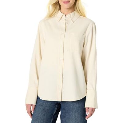 Amazon Essentials (Demi's Pick) Dam överdimensionerad passform denim button-down skjorta, Ecru, S Amazon Essentials (Demi's Pick) Dam överdimensionerad passform denim button-down skjorta, Ecru, S