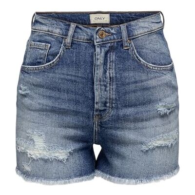 ONLY Bestseller A/S ONLJENNA EX HW RAW DNM AZG111 shorts, medium blå denim, XS, Mellanblå denim, XS ONLY Bestseller A/S ONLJENNA EX HW RAW DNM AZG111 shorts, medium blå denim, XS, Mellanblå denim, XS