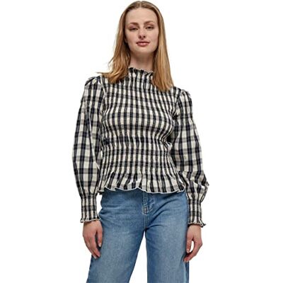 Minus 33 Dam Alora Check Blouse blus, Ebony Black Checks, 46 SE Minus 33 Dam Alora Check Blouse blus, Ebony Black Checks, 46 SE
