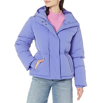 Amazon Essentials pufferjacka för kvinnor med kort midja (finns i plusstorlek), lila blå, Large Amazon Essentials pufferjacka för kvinnor med kort midja (finns i plusstorlek), lila blå, Large