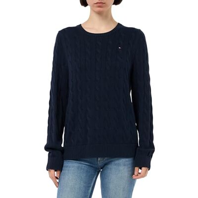 Tommy Hilfiger kvinnors CRV CO kabel VAR LS C-NK SWT WW0WW45328 pullover tröja, blå, 46, Blå (mörk natt marinblå), 72 SE Tommy Hilfiger kvinnors CRV CO kabel VAR LS C-NK SWT WW0WW45328 pullover tröja, blå, 46, Blå (mörk natt marinblå), 72 SE