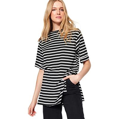 Trendyol Dam Dam Dam Oversize Basic Crew Neck Stickad T-shirt, Svart, S Trendyol Dam Dam Dam Oversize Basic Crew Neck Stickad T-shirt, Svart, S