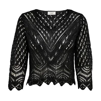 JDY JACQUELINE de YONG New Sun 3/4 Cropped Pullover KN, Svart, XS JDY JACQUELINE de YONG New Sun 3/4 Cropped Pullover KN, Svart, XS
