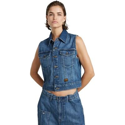 G-STAR RAW Shrunken vest wmn, Blå (faded cliffside blue D24570-D536-G326), XL G-STAR RAW Shrunken vest wmn, Blå (faded cliffside blue D24570-D536-G326), XL