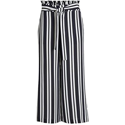Vila Kvinnors VIRASHA New HW Cropped Wide Pant/LC-byxor, molndansare/ränder: mörk marinblå, 34 Vila Kvinnors VIRASHA New HW Cropped Wide Pant/LC-byxor, molndansare/ränder: mörk marinblå, 34
