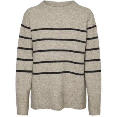 VERO MODA VMFLAWLESS LS O-hals tröja GA NOOS, Silver mink/ränder: w. Mörkgrå melerad, L VERO MODA VMFLAWLESS LS O-hals tröja GA NOOS, Silver mink/ränder: w. Mörkgrå melerad, L