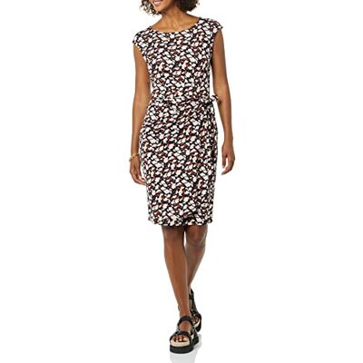Amazon Essentials dammössa ärm båthals falsk wrap klänning, flerfärgad blommig, XX-Large Amazon Essentials dammössa ärm båthals falsk wrap klänning, flerfärgad blommig, XX-Large
