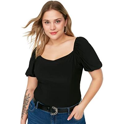 Trendyol Stora storlekar i blus – svart – vanlig, svart, XL Trendyol Stora storlekar i blus – svart – vanlig, svart, XL