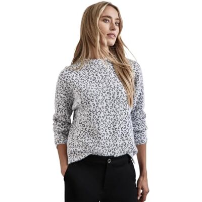 Street One Fluffy Rib Leo Dessin skjorta, Vit, 46 Street One Fluffy Rib Leo Dessin skjorta, Vit, 46