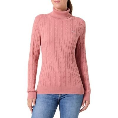 GANT dam stretch bomull kabel turtleneck tröja (1-pack), Identerad tegel, M GANT dam stretch bomull kabel turtleneck tröja (1-pack), Identerad tegel, M