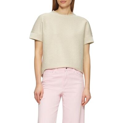 s.Oliver Casual T-shirt med strukturränder i avslappnad passform, sandsten, 46 s.Oliver Casual T-shirt med strukturränder i avslappnad passform, sandsten, 46