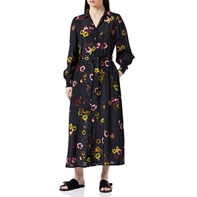 KAFFE Kaninna skjorta klänning ledig dam, Svart djup/grönt blomtryck, 36 KAFFE Kaninna skjorta klänning ledig dam, Svart djup/grönt blomtryck, 36