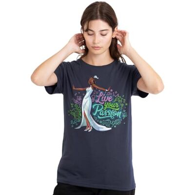 Princess Prinsessan och grodan Tiana lever din passion dam t-shirt, djup marinblå, XX-Large, Djup marinblå, XXL Princess Prinsessan och grodan Tiana lever din passion dam t-shirt, djup marinblå, XX-Large, Djup marinblå, XXL