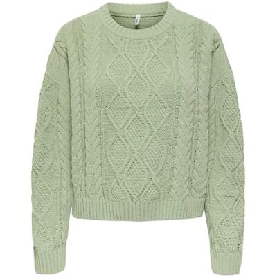 ONLY Damer Onlelly Life Ls Cable O-Neck Cc KNT, Ökensalt, S ONLY Damer Onlelly Life Ls Cable O-Neck Cc KNT, Ökensalt, S