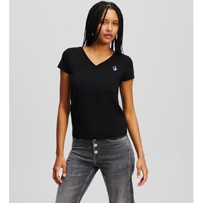 KARL LAGERFELD JEANS , Dam, Vanlig Kortärm T-Shirt, Regular Fit, Svart, L KARL LAGERFELD JEANS , Dam, Vanlig Kortärm T-Shirt, Regular Fit, Svart, L