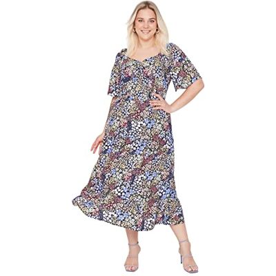 Trendyol Dam Maxi Standard Normal Plus Size Klänning, Flerfärgad, 70/Stor Trendyol Dam Maxi Standard Normal Plus Size Klänning, Flerfärgad, 70/Stor