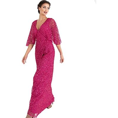 Maya Deluxe dam Womens Maxi Dress Ladies Sequin Embellished Wrap A-line Dress For Wedding Guest Bridesmaid Evening Prom Ball Occasion Klänning Maya Deluxe dam Womens Maxi Dress Ladies Sequin Embellished Wrap A-line Dress For Wedding Guest Bridesmaid Evening Prom Ball Occasion Klänning