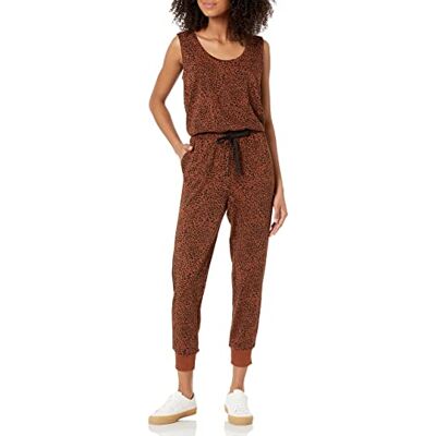 Amazon Essentials kvinnors studio frotté fleece jumpsuit (finns i plusstorlek), svartbrunt djurtryck, XX-Large Amazon Essentials kvinnors studio frotté fleece jumpsuit (finns i plusstorlek), svartbrunt djurtryck, XX-Large