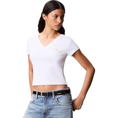 Calvin Jeans t-shirts för kvinnor, Vit (lysande vit), XXL Calvin Jeans t-shirts för kvinnor, Vit (lysande vit), XXL