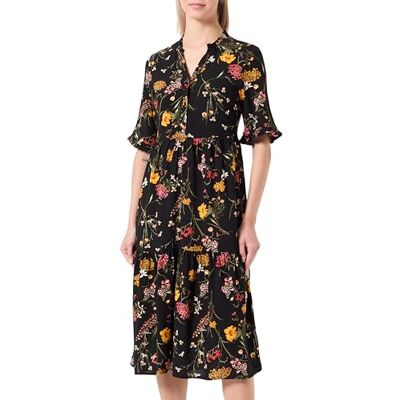 VERO MODA Midiklänning för kvinnor, Black/Aop: vick, XS VERO MODA Midiklänning för kvinnor, Black/Aop: vick, XS