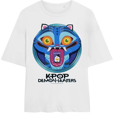 KPop Demon Hunters kvinnors K-pop Demon Hunters-tecknad Derpy Save The Date damer överdimensionerad T-shirt, Vitt, L KPop Demon Hunters kvinnors K-pop Demon Hunters-tecknad Derpy Save The Date damer överdimensionerad T-shirt, Vitt, L