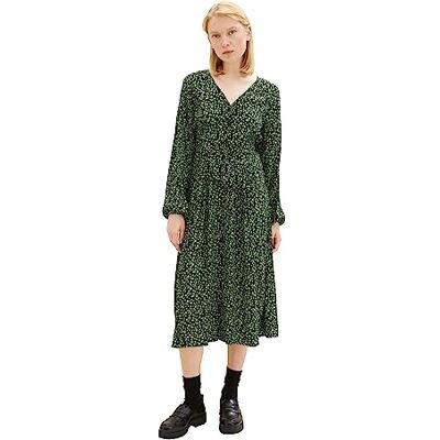 TOM TAILOR Denim dam midiblommor klänning med knappslå och knytdetalj, 32433-svart grönt blomtryck, XXL, 32433-svart grönt blomtryck, XXL TOM TAILOR Denim dam midiblommor klänning med knappslå och knytdetalj, 32433-svart grönt blomtryck, XXL, 32433-svart grönt blomtryck, XXL