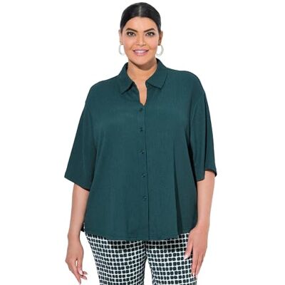 Ulla Popken damer stora storlekar överdimensionerade plus size blus, struktur, skjortkrage, halvärm, Garngrön, 42-44 Ulla Popken damer stora storlekar överdimensionerade plus size blus, struktur, skjortkrage, halvärm, Garngrön, 42-44