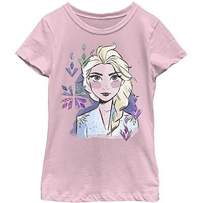 Disney Frozen 2 Elsa ansikte flicka solid crew t-shirt, Rosa, XS Disney Frozen 2 Elsa ansikte flicka solid crew t-shirt, Rosa, XS