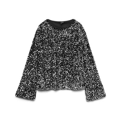 VERO MODA Vmbella Ls Boatneck Sq Top JRS Ga, svart, L VERO MODA Vmbella Ls Boatneck Sq Top JRS Ga, svart, L