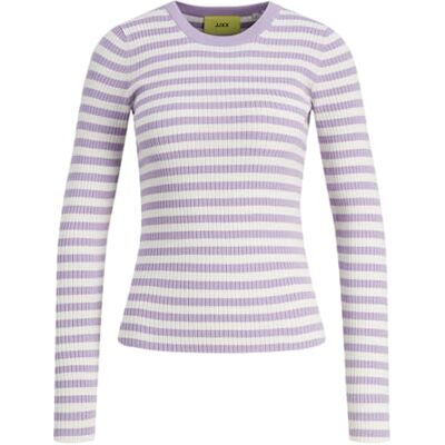 JJXX Jxjodi snäva ränder rund hals stickad, Lilac Breeze/ränder:/Molndansare, XS JJXX Jxjodi snäva ränder rund hals stickad, Lilac Breeze/ränder:/Molndansare, XS