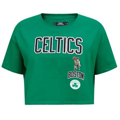 Pro Standard Dam NBA retro klassiker bomull enkel jersey kortärmad boxy t-shirt, Kelly Green, S Pro Standard Dam NBA retro klassiker bomull enkel jersey kortärmad boxy t-shirt, Kelly Green, S