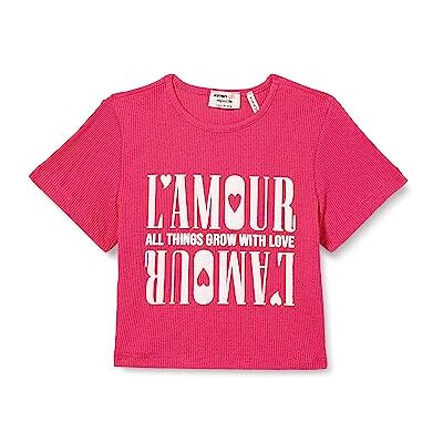 Koton Girls's Crop kortärmad tryckt crew neck ribbad t-shirt, Rosa (293), 9-10 År Koton Girls's Crop kortärmad tryckt crew neck ribbad t-shirt, Rosa (293), 9-10 År
