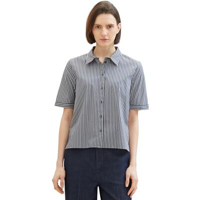 TOM TAILOR damblus, 35631 – marinblå vit tunn remsa, 40 TOM TAILOR damblus, 35631 – marinblå vit tunn remsa, 40