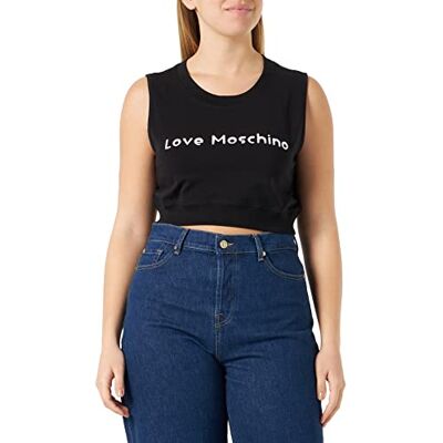 Love Moschino Kvinnors Cropped TOP, svart, 40, svart, 40 SE Love Moschino Kvinnors Cropped TOP, svart, 40, svart, 40 SE