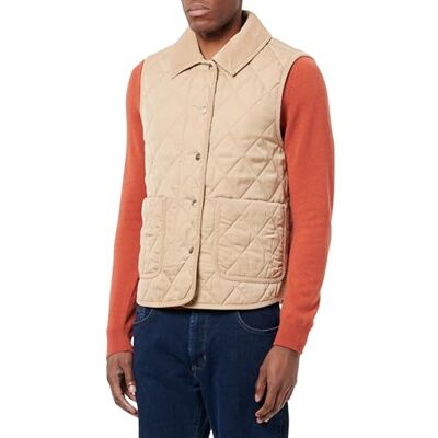GANT QUILTED VEST WITH CORD Detaljer, Mörk kaki, S GANT QUILTED VEST WITH CORD Detaljer, Mörk kaki, S