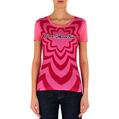 Love Moschino Kvinnors tight-fit kortärmad t-shirt, fuchsia vit, 42, Fuchsia vit, 42 SE Love Moschino Kvinnors tight-fit kortärmad t-shirt, fuchsia vit, 42, Fuchsia vit, 42 SE